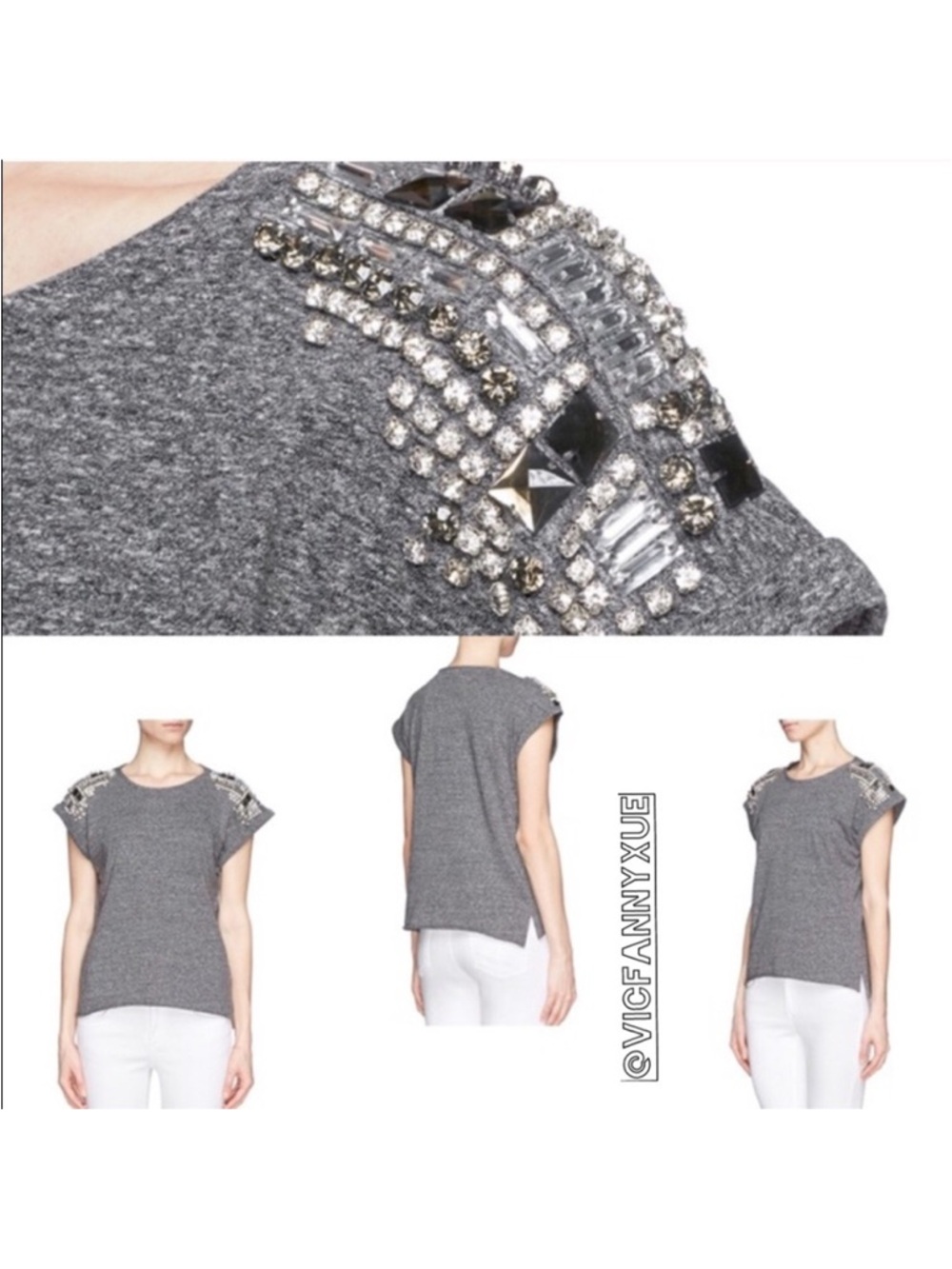 Maje Emile embellished short sleeve T shirt tee 1
